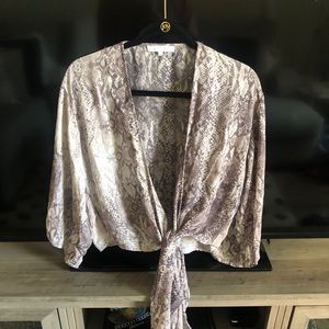 Purple/Grey Snakeskin tie blouse
